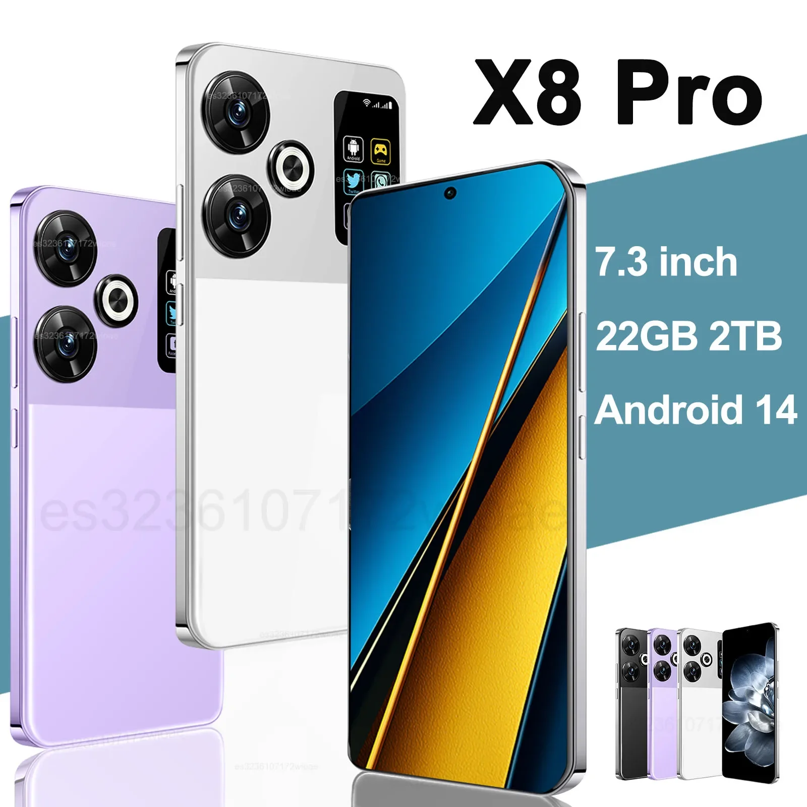 

Разблокированный смартфон X8 Pro, 7,3 дюйма, Snapdragon 8 Gen3, 22 ГБ +