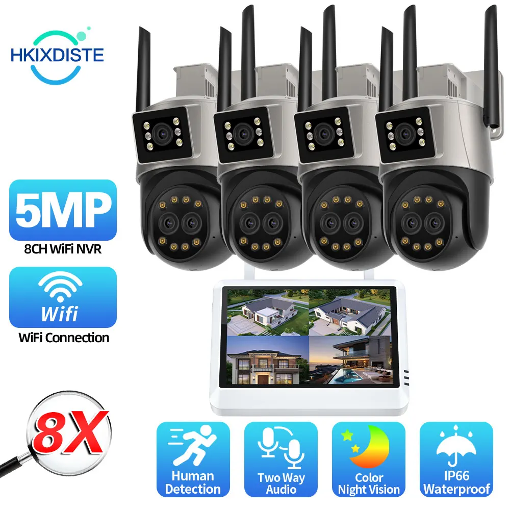 

9MP Wireless Security Cameras Kit 8X Zoom Outdoor Waterproof Wifi IP Camera Surveillance CCTV System with 7" Monitor 8CH NVR
