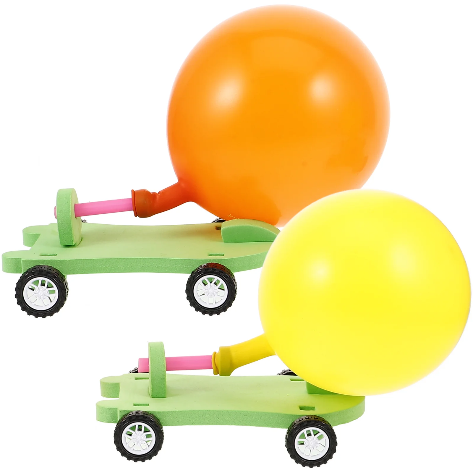 

2Set of DIY Materials Scientific DIY Balloon Car Children's Educational DIY Assembly Model Car Toys Set for Kids(Random Color)