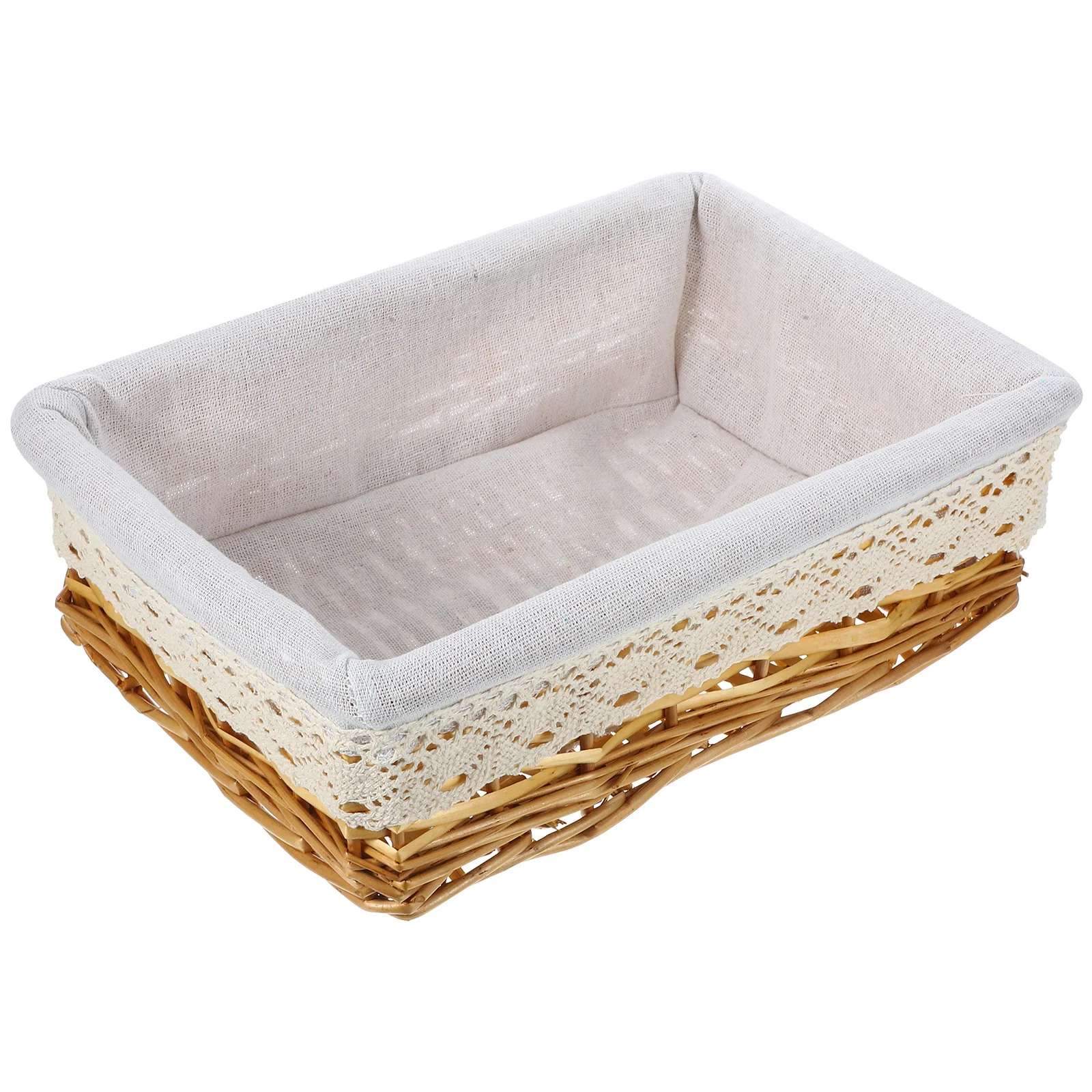 

Multipurpose Hand Woven Wicker Storage Basket Small Size Wicker Containers Removable Liner Home Office Bedroom Bathroom