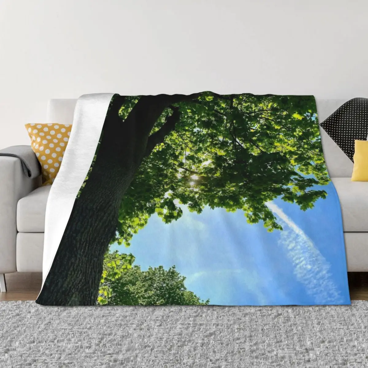 

Large Spring Tree Photo Throw Blanket Comforter Luxury Luxury Brand Giant Sofa Blankets