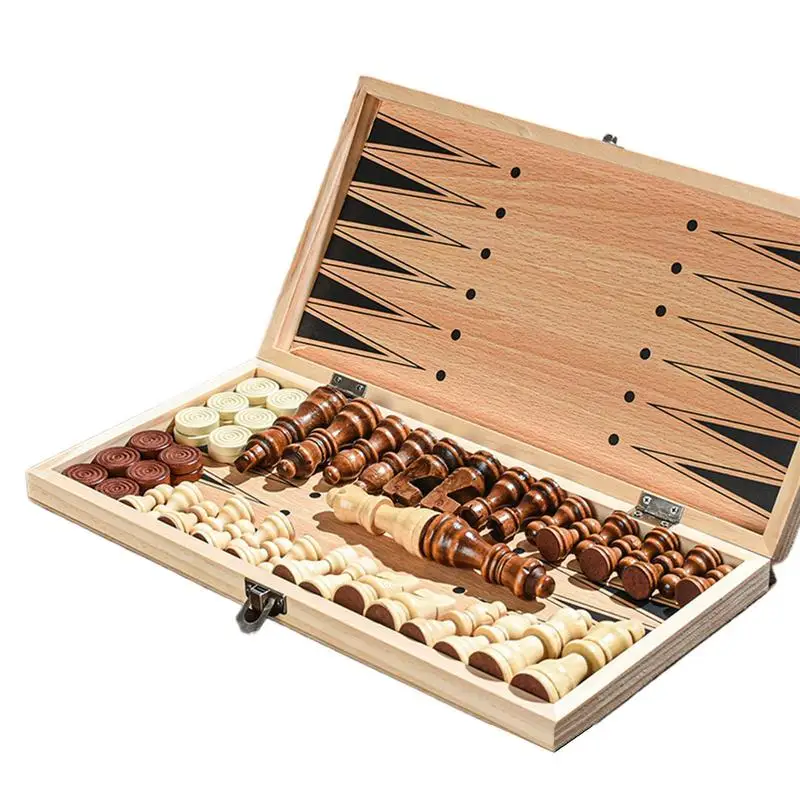 

Набор шахматных досок «три в 1, деревянные шашки, настольная игра, портативная настольная стратегия, активность для начинающих, соревновательная подготовка