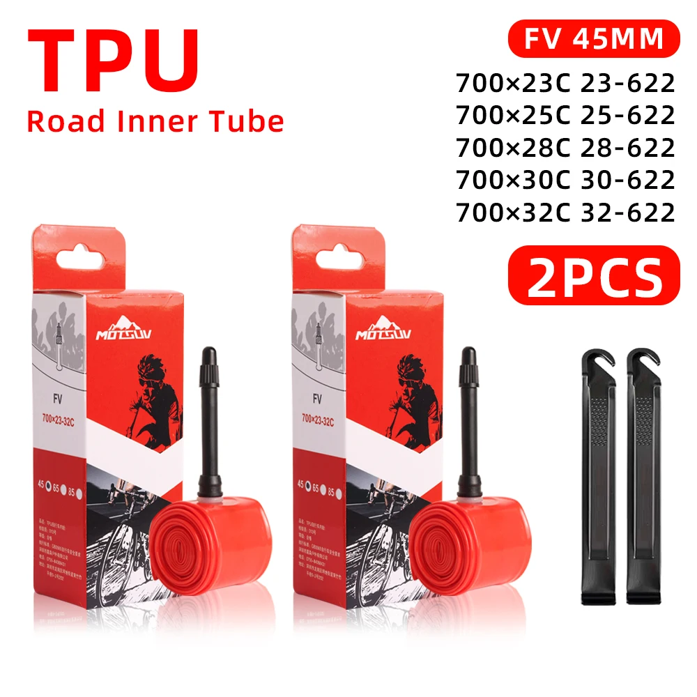 2er-Pack Rennrad-Schlauch 700C 23C 25C 28C 30C 32C TPU Fahrradschlauch Presta-Ventil 45/65mm 85mm Superleicht 33g Fahrradteile