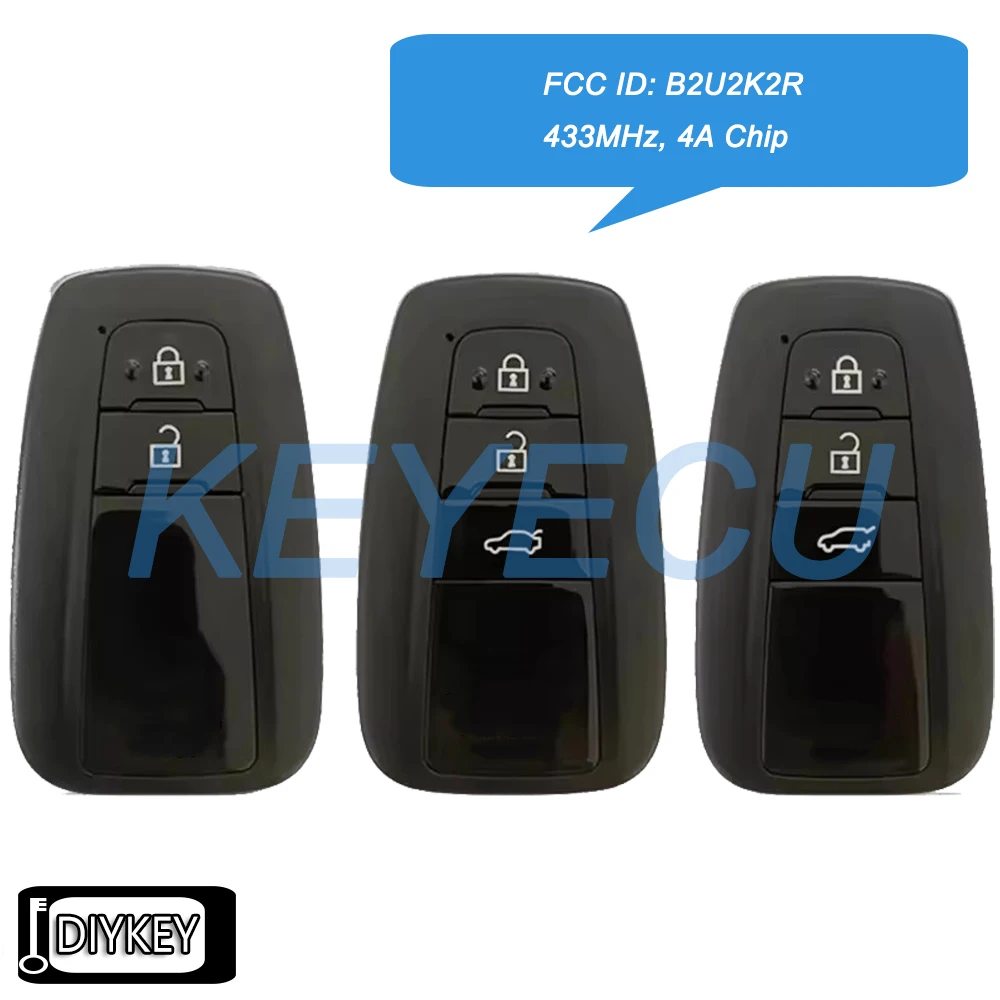 

2/ 3 Buttons Smart Remote Key Fob 433MHz NCF29A1M 4A Chip for Toyota Corolla 2019 2020 2021 2022 B2U2K2R 8990H-02040 8990H-02050
