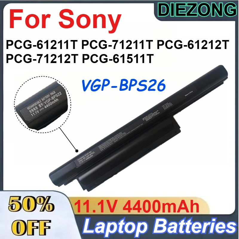 11.1V 4400mAh VGP-BPS26 Li-ion Battery for Sony PCG-61211T PCG-71211T PCG-61212T PCG-71212T PCG-61511T Laptop Batteries