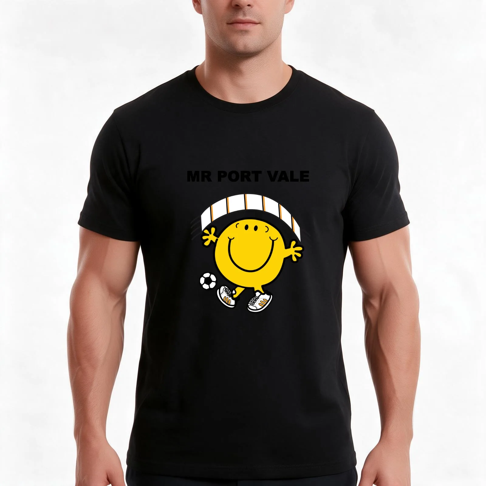 Mr Port Vale T-Shirt, Summer Casual Cotton Tee, Oversized Streetwear Tops, Vintage Graphic Print, Loose Fit Short Sleeve