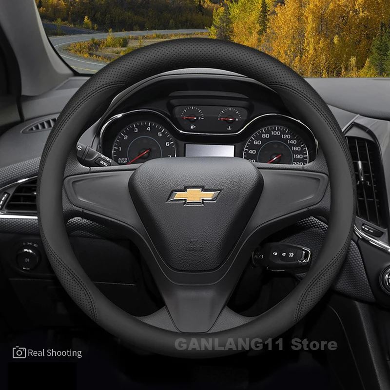 

Leather Car Steering Wheel Cover For Chevrolet Suburban Silverado Malibu Aveo Cruze 2025 2015-2024 Auto interior Accessories