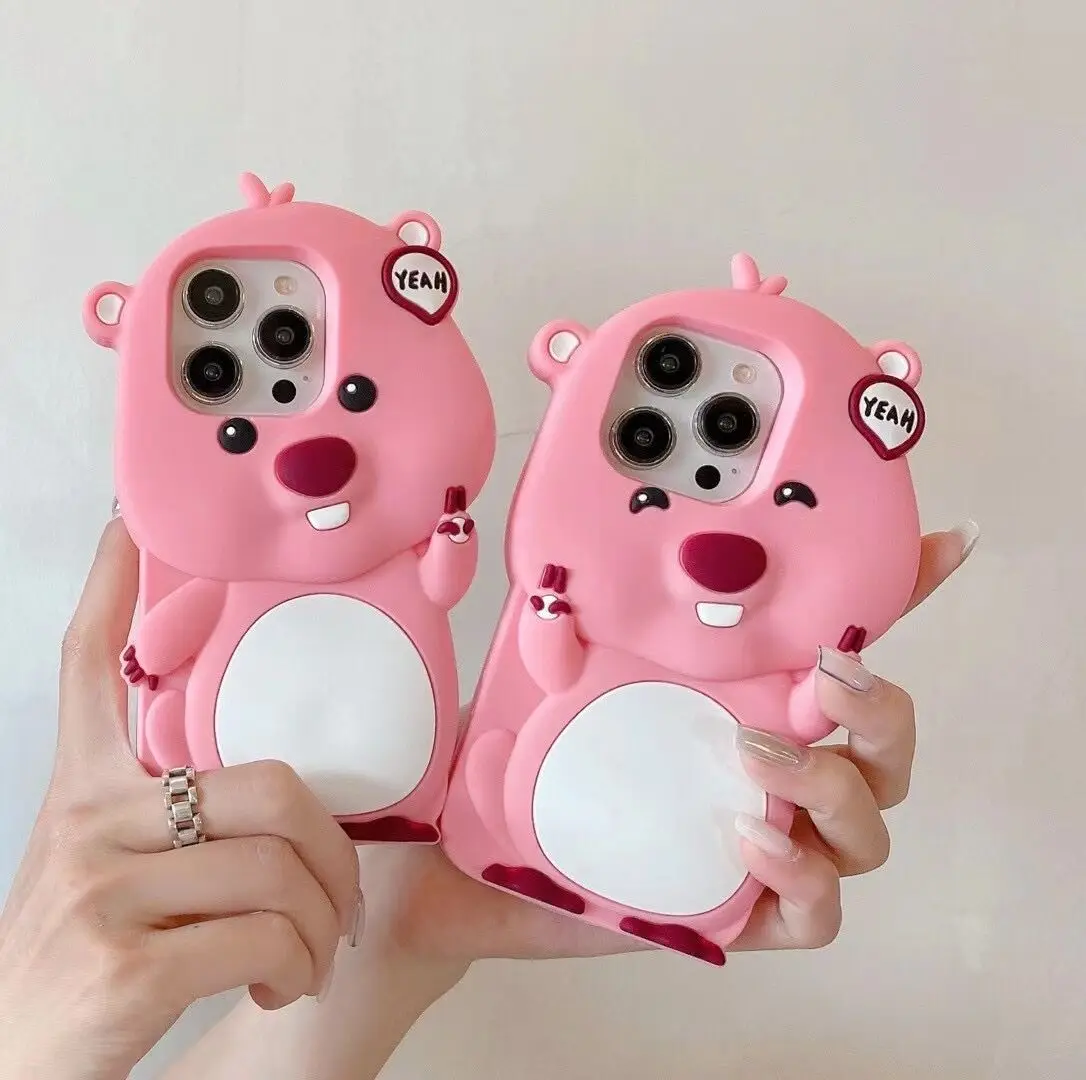 3D Cartoon Cute Loopy Pink Phone Case for iPhone 16 15 13 12 14 pro max 11 Shell Soft Silicone Girls Gift Shockproof Back Cover