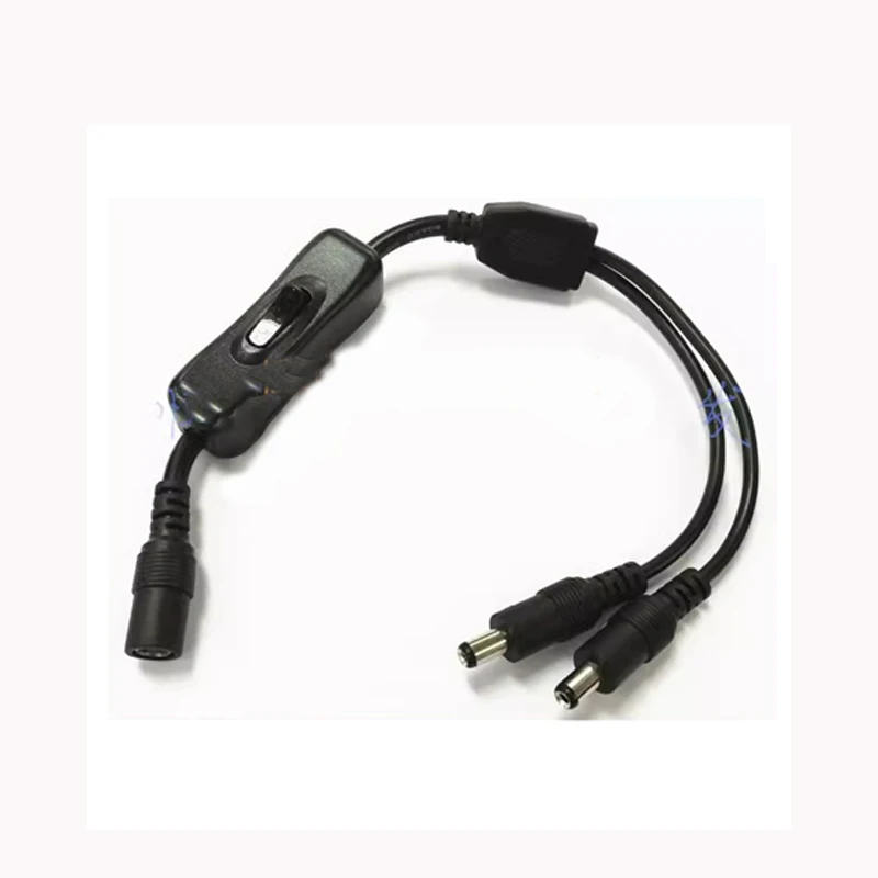 

DC5.5*2.1mm Splitter Cables With Swtich Power Cable 1 Female to 2Male Extendsion Cable For Power CCTV Light strip 30CM Desk lamp