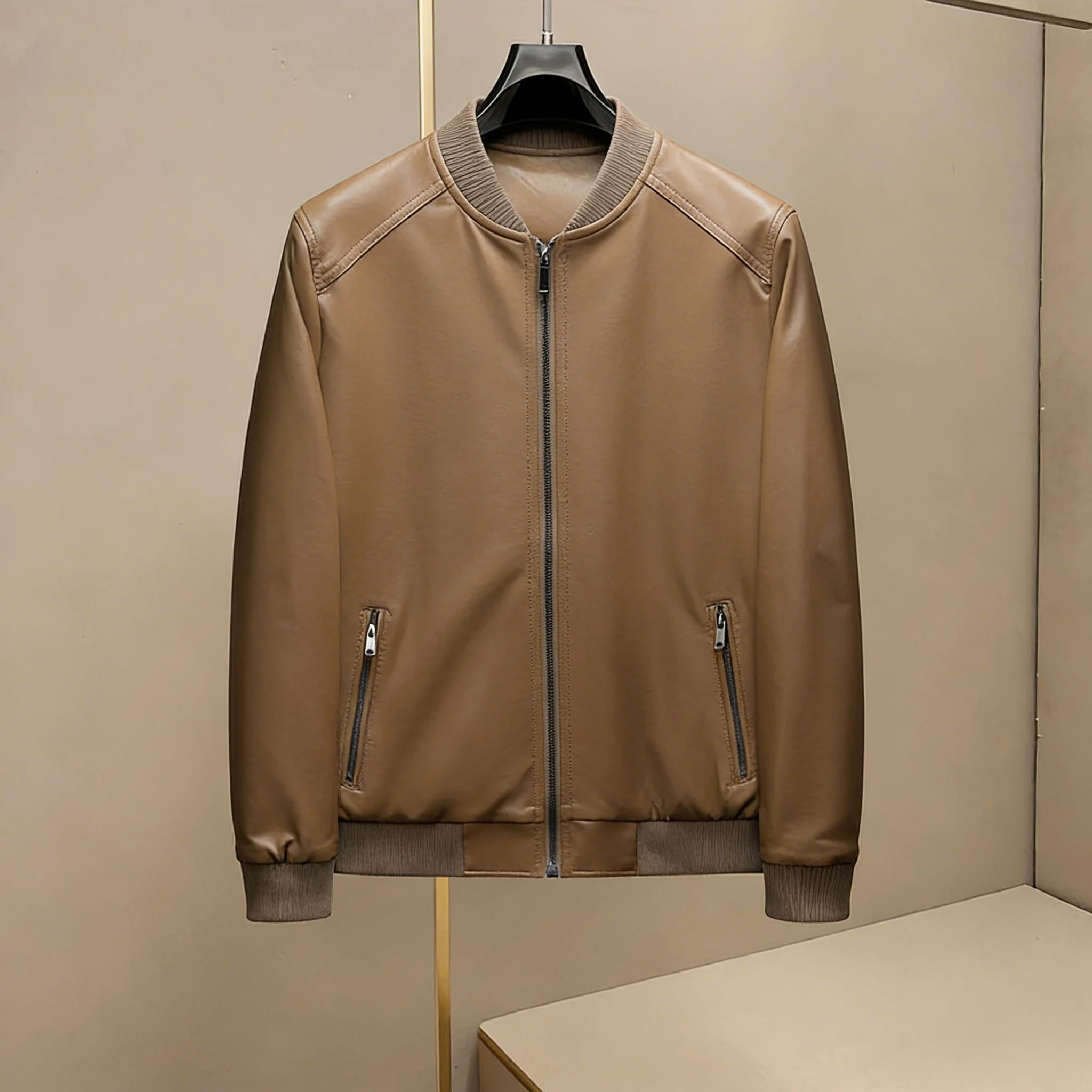 

Новая мужская мотоциклетная куртка из искусственной кожи с воротником-стойкой, водонепроницаемая, модная, универсальная, ветрозащитная, модель 2026 года