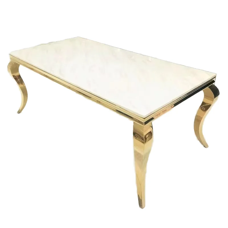 

Romantic Rectangle Stainless Steel Frame with Mirror Glass Top Modern Design Wedding Event Table for Hotels Hotel Furniture