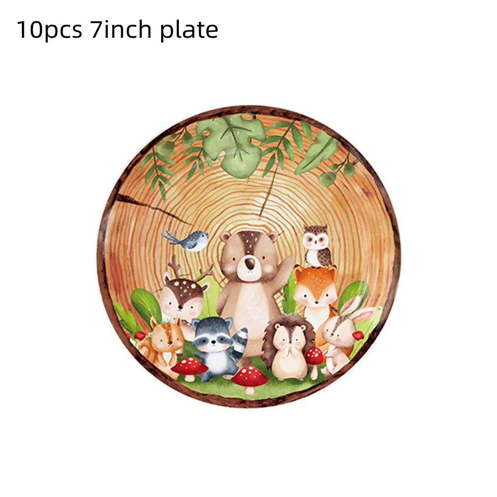 Woodland Tier Dschungel Wald DIY Party Dekoration Teller Tasse Tischdecke Geburtstag Party Baby Dusche Kinder Geburtstag Party Supplies – Detail 1