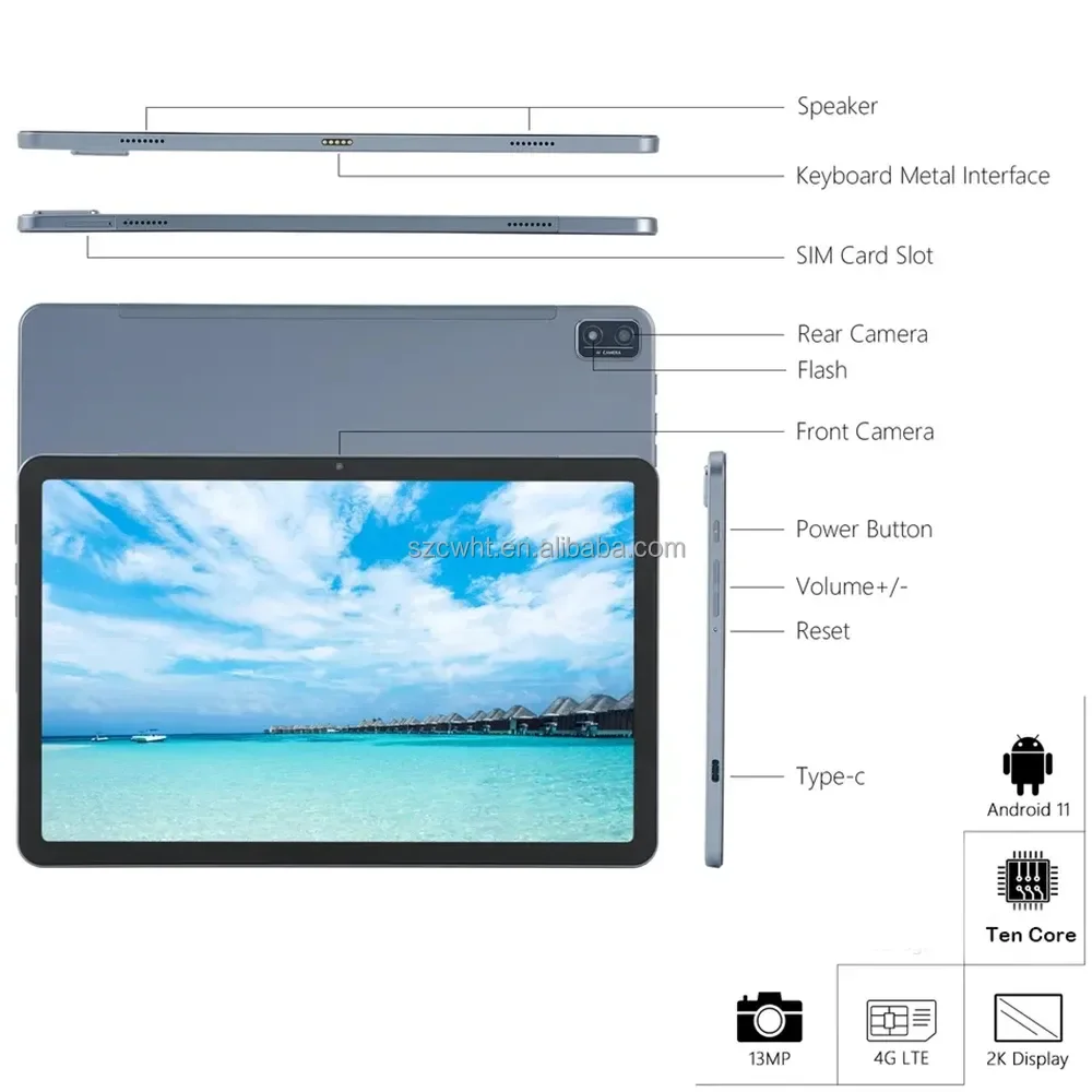 Factory Price 10.4 Inch Gaming Tablet Android 12 8GB+128GB Rom 2k Display Octa Core Cpu Wifi Learning Android Tablet Pc