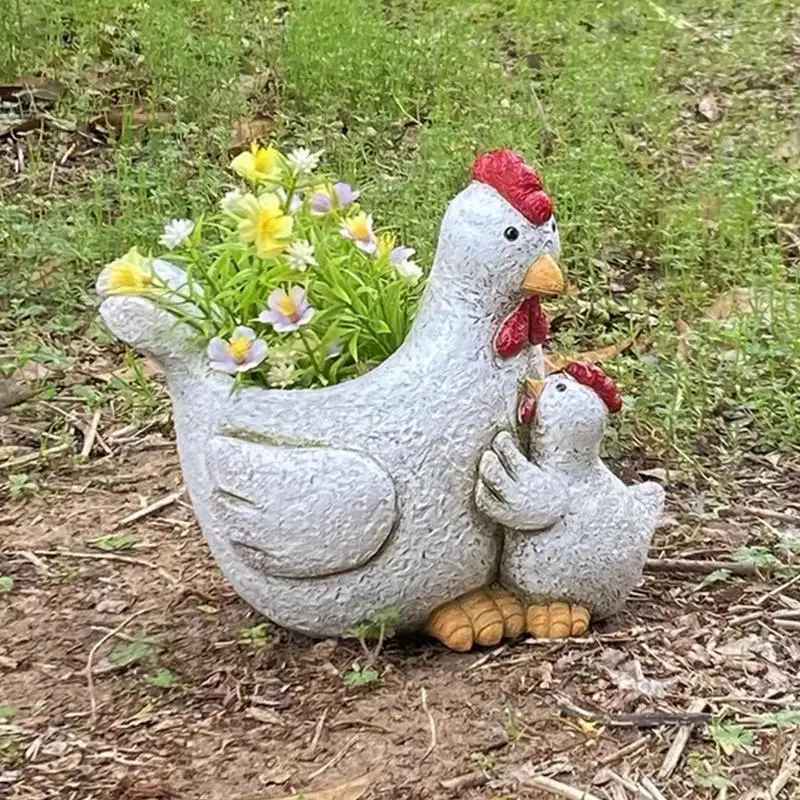 

Chicken Succulent Pot Cute Chicken Statue Succulent Flower Pot Cartoon Parent-Child Chicken Flowerpot Chicken Statue Bonsai