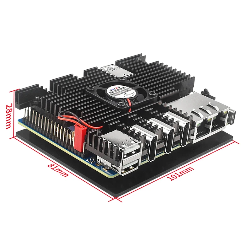 Orange Pi 5 Plus Case Aluminum Shell Active Passive Cooling Shell with Silicone Heat Sink Fan for OPI5 Plus