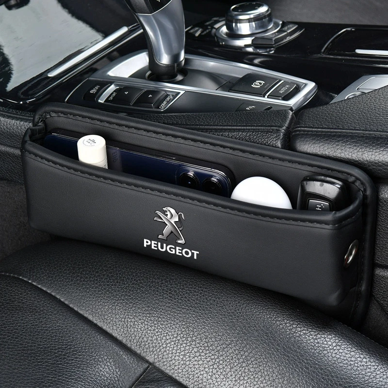 Leather car seat gap storage box leak-proof storage bag for Peugeot 2008 208 308 508 4008 408 3008 307 207 107 607 106 406 407