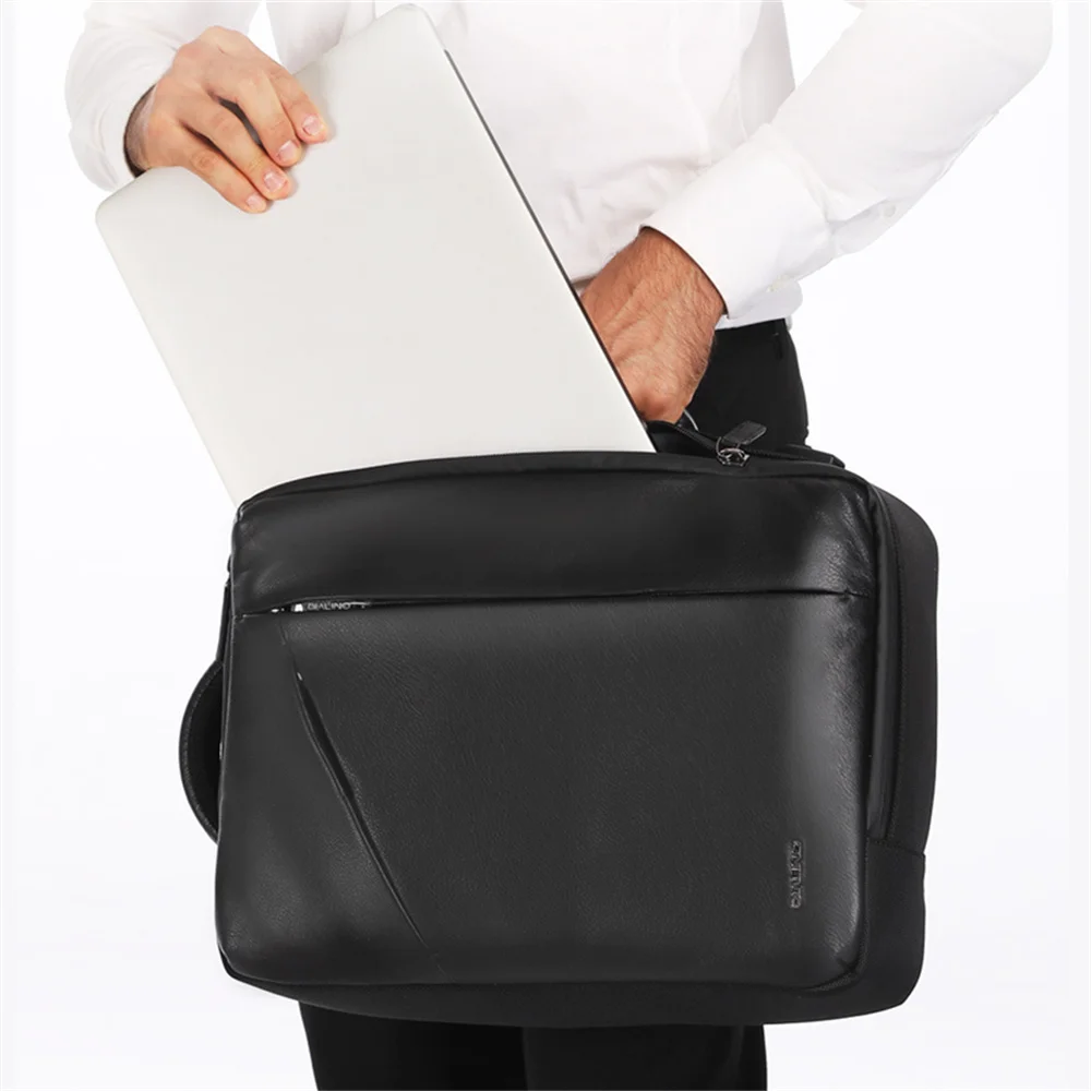Picture 6: QIALINO Genuine Cow Leather Laptop Bag for Universal 15 Inch Notebooks Carrying Case with Anti-Theft Function