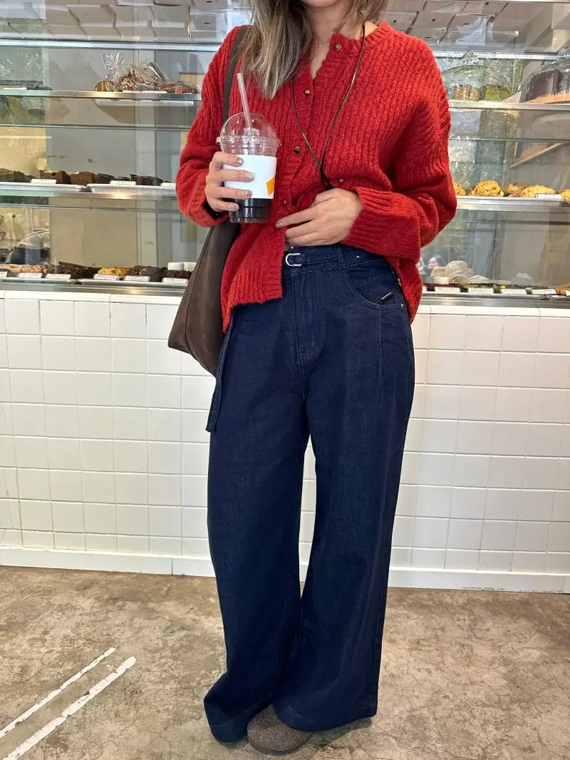 

Джинсы с высокой талией свободного кроя, темно-синие, для фигуры типа «груша», удлиняющие ноги, универсальные женские джинсовые брюки, осень 2024