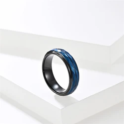 Tungsten Steel Blue Geometric Rhombus High Hardness High Quelity Fine Male Female Ring Polished No Fading WG007