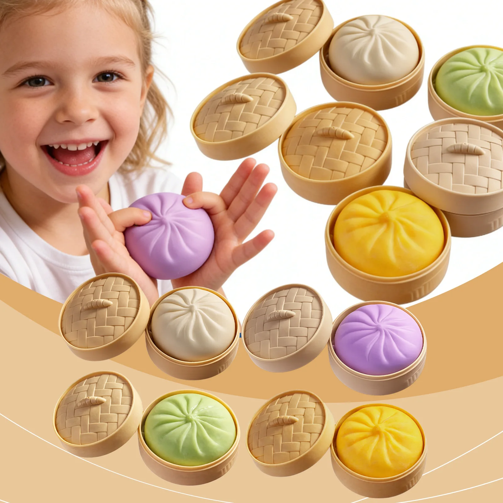 

Яркие разноцветные антистресс-игрушки в форме пельменей, многоразовые, с низким отскоком, для снятия стресса, уникальные украшения для дома, подарки