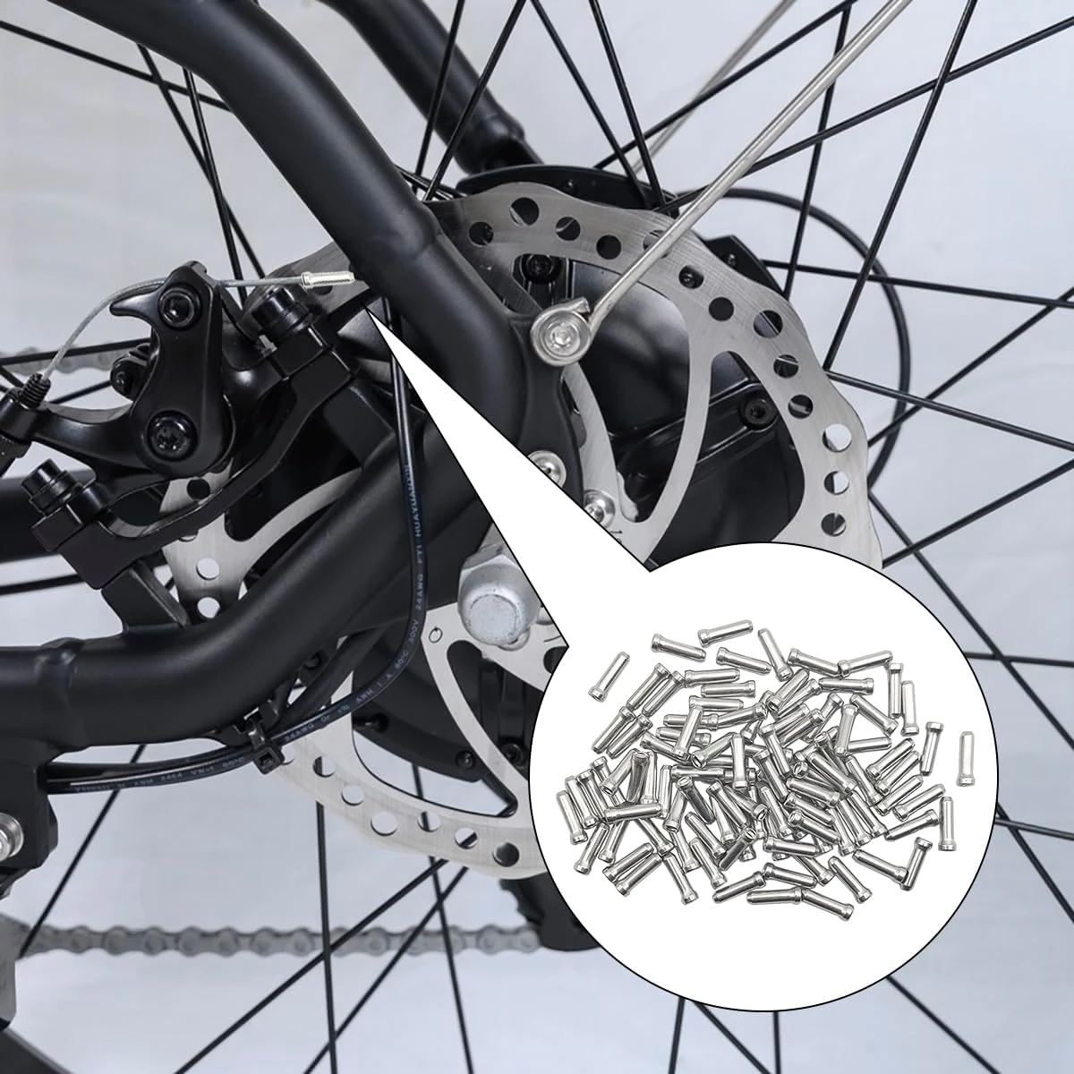 Fahrrad-Brems- und Schaltzug-Endkappen aus Aluminium, Endkappen für Bremsleitungen, Schaltzugeinleitungen, Crimp-Endkappen, MTB-Fahrradzubehör – Detail 4
