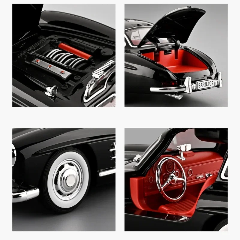 1:18 300SL Supercar سبيكة سيارة نموذج الصوت والضوء التراجع لعبة الأطفال المقتنيات هدية عيد ميلاد