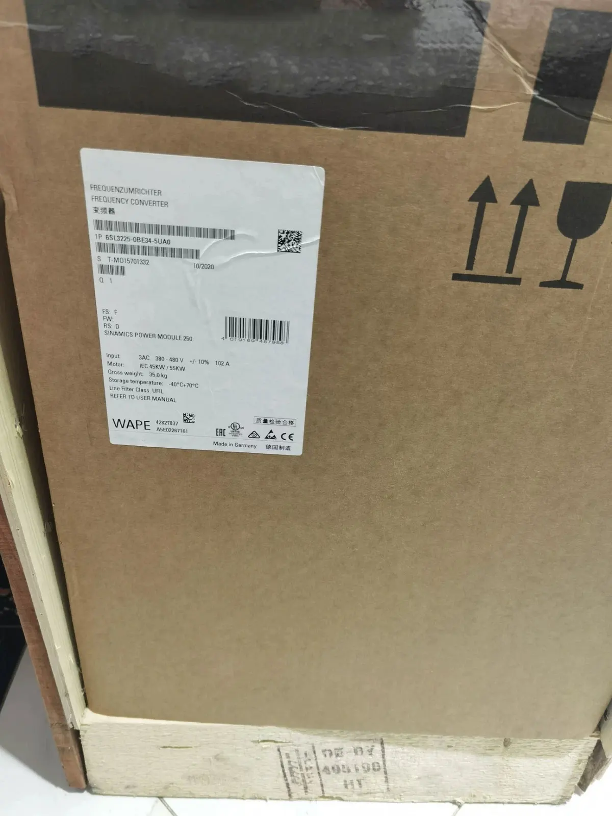 Brand new  6SL3225-0BE34-5UA0 6SL3225-0BE34-5AA0  One Year Warranty