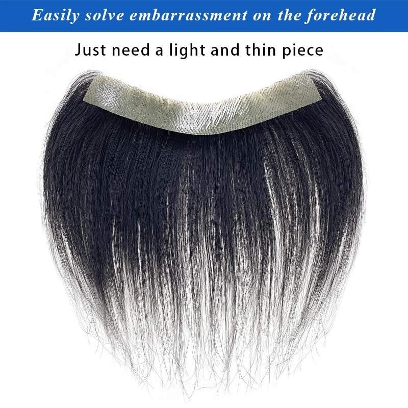 100% echt haar 6 inch Heren 4 #   Natuurlijke kleur PU V-lus front toupet haarlijn pruiken Remy haarvervanging recht haarstukje