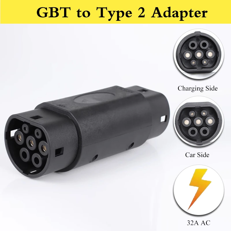 GBT to Type 2 Female Adapter 32A 50A 63A 3 Phase 380V 220V Electric car vehicle ev charger connector converter