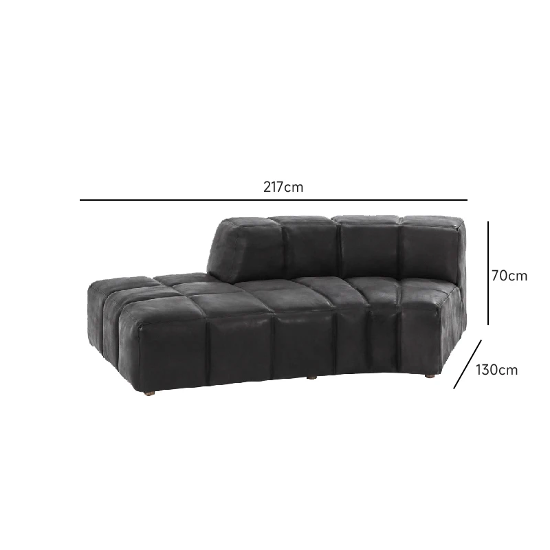 A  Italian minimalist villa large flat floor living room leather sofa first layer cowhide full leather corner sofa