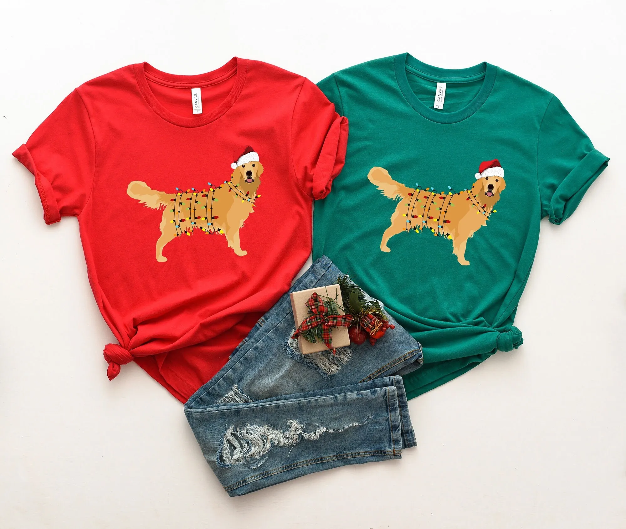 

Christmas Lights Golden T Shirt Retriever Dog Mom Animal Xmas Pet Owner