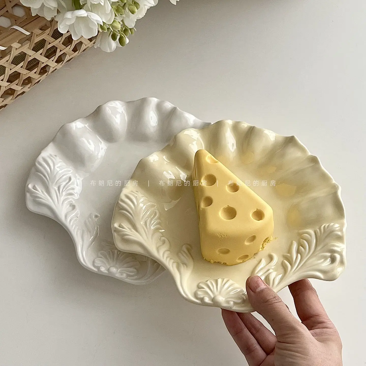 Vintage French Shell Plate Ceramic Dining Plate Premium Jewelry Storage Plate Home Dessert Plate