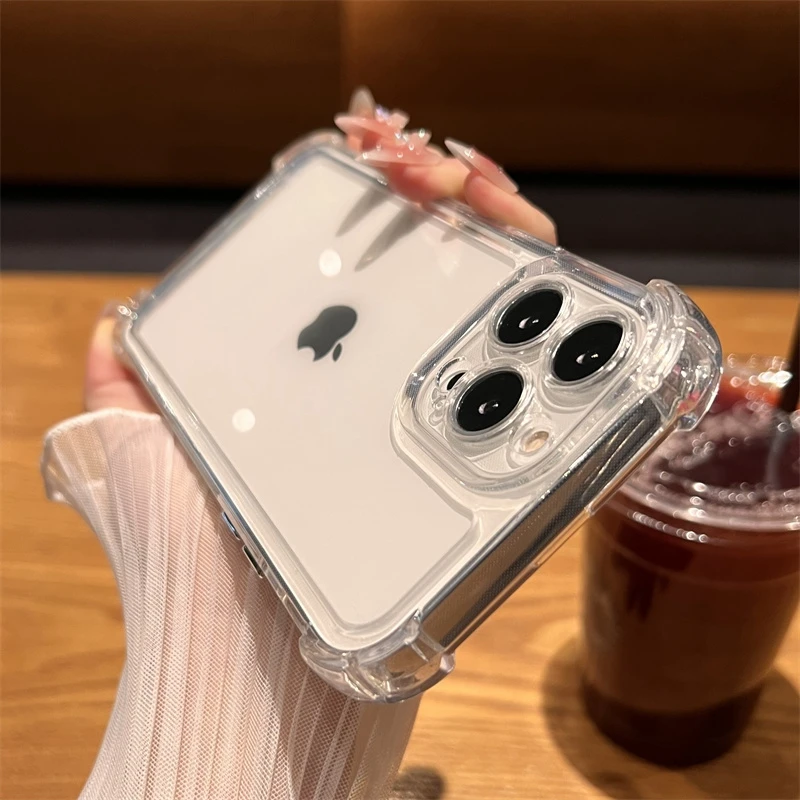Funda transparente de lujo a prueba de golpes para iPhone 17 16 15 14 13 12 11 Pro Max X Xs XR Max 7 8 Plus SE, cubierta suave con bordes 5
