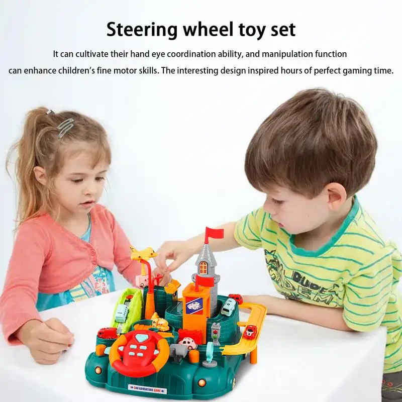 Simulation Steering Wheel Toy Rail Car Building Toys Copilot Stroller Educational Toys durable Track Play Toy Steering Wheel