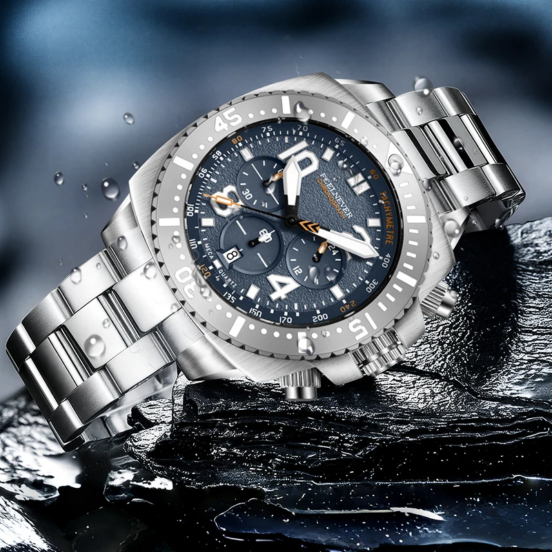 FeelNever LIGE Professional Quartz Man Watch Fashion Luxury Sapphire Glass Wristwatch Classic Stainless Steel Waterproof Watches view 3