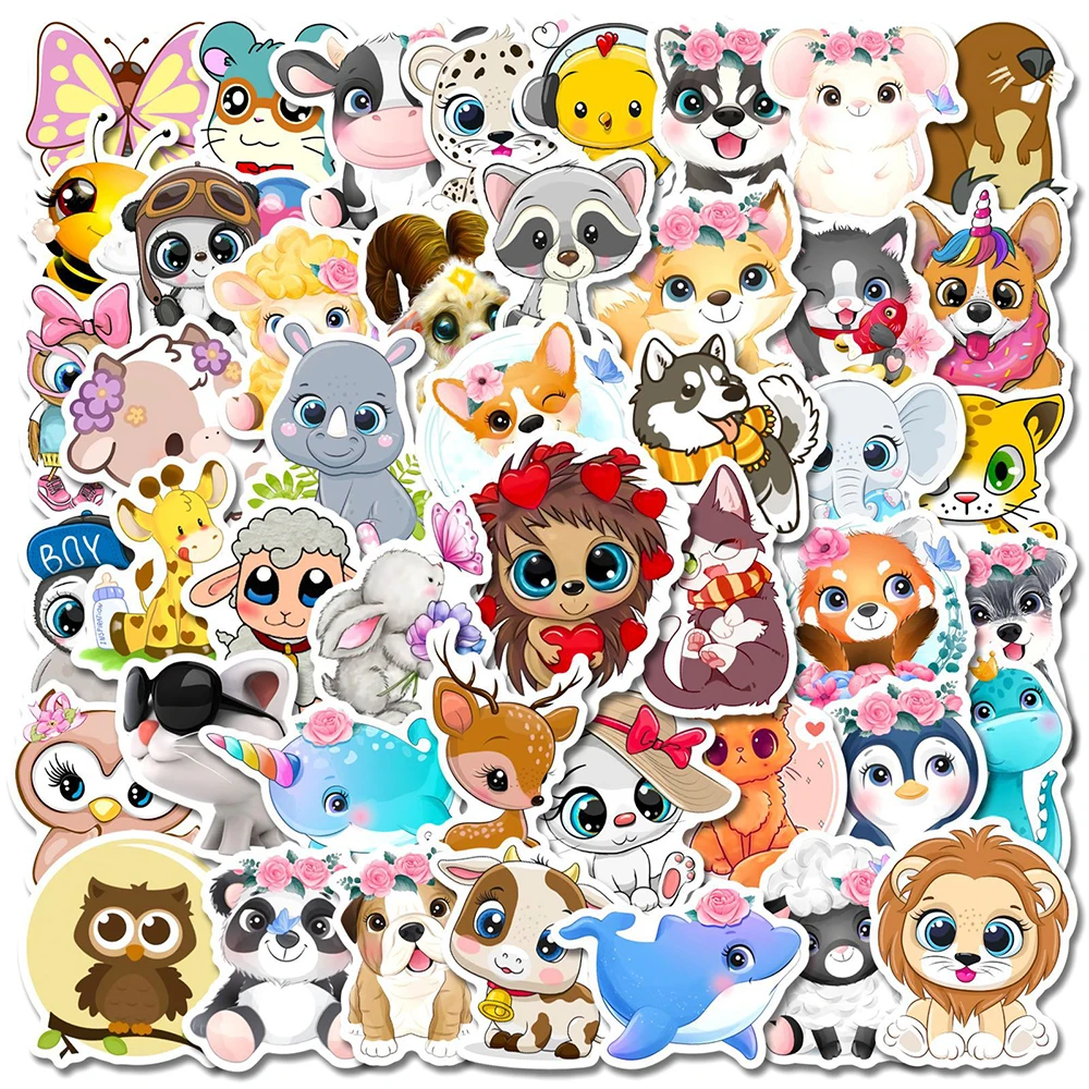 10/30/50pcs Cute Mixed Animal Cartoon Stickers Graffiti Phone Case Notebook Laptop Panda Elephant Sticker Toys Gifts