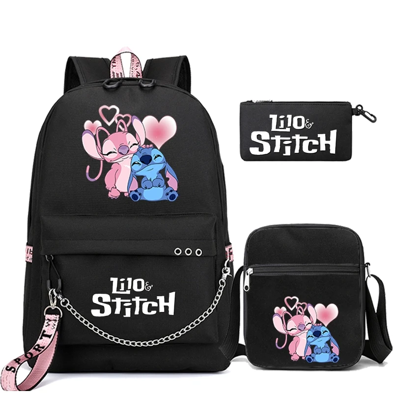 3Pcs/set Disney Lilo Stitch Backpack Printed Bookbag Women Bag Student Teenager Children Knapsack Girl Schoolbag Rucksack