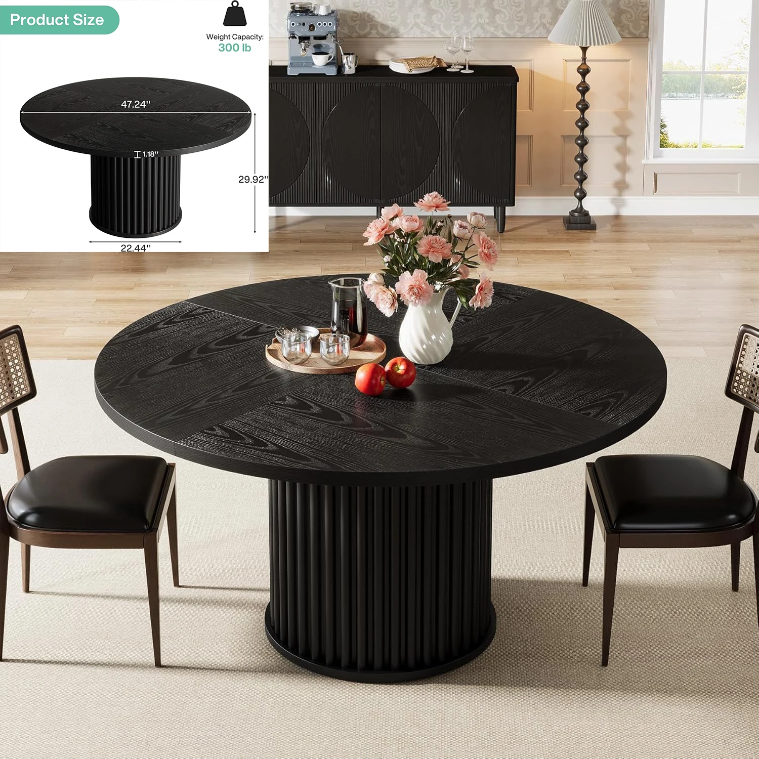 LITTLE TREE ovale eettafel voor 6 personen, 55,11 inch boerderijkeuken eettafel met cilindrisch voetstuk