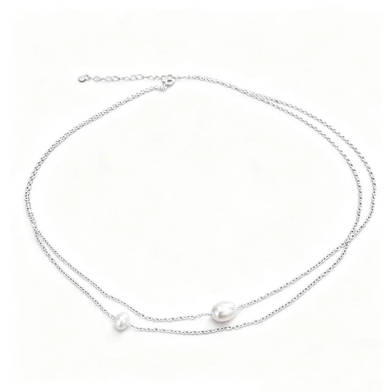 

Natural Freshwater Pearl Necklace for Women 925 Sterling Silver Chain Fashion Jewelry Gift