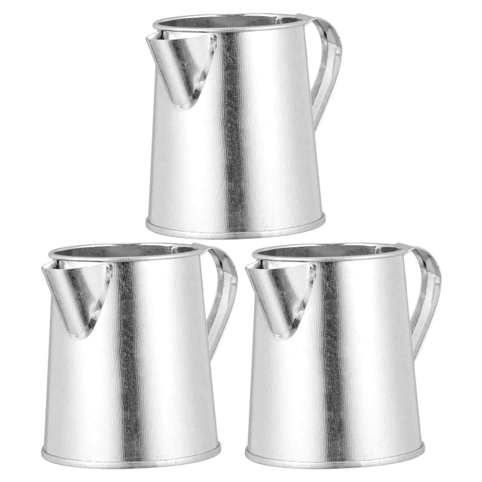 

3 Pcs Water Jugs Tin Vase Garden Decor Iron Plant Container Metal Barrel Flower Bucket Silver Holder Pot Vintage