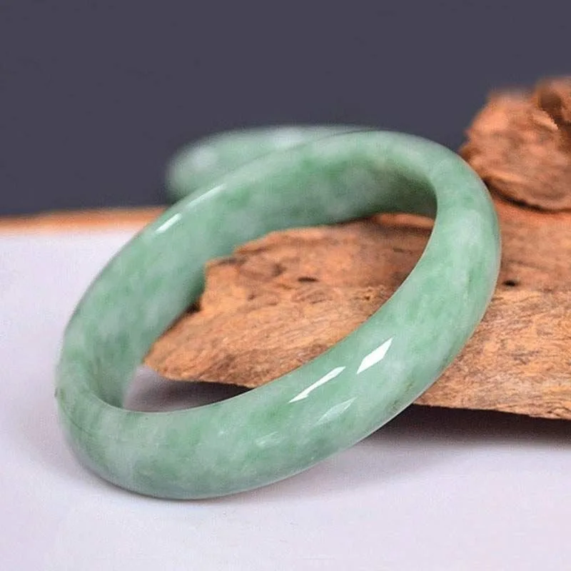 

Light Green Natural Handmade Carved Flat Bracelet, Fashionable Boutique Jewelry, Men's and Women's Wide Strip Jade Bracelet Gift