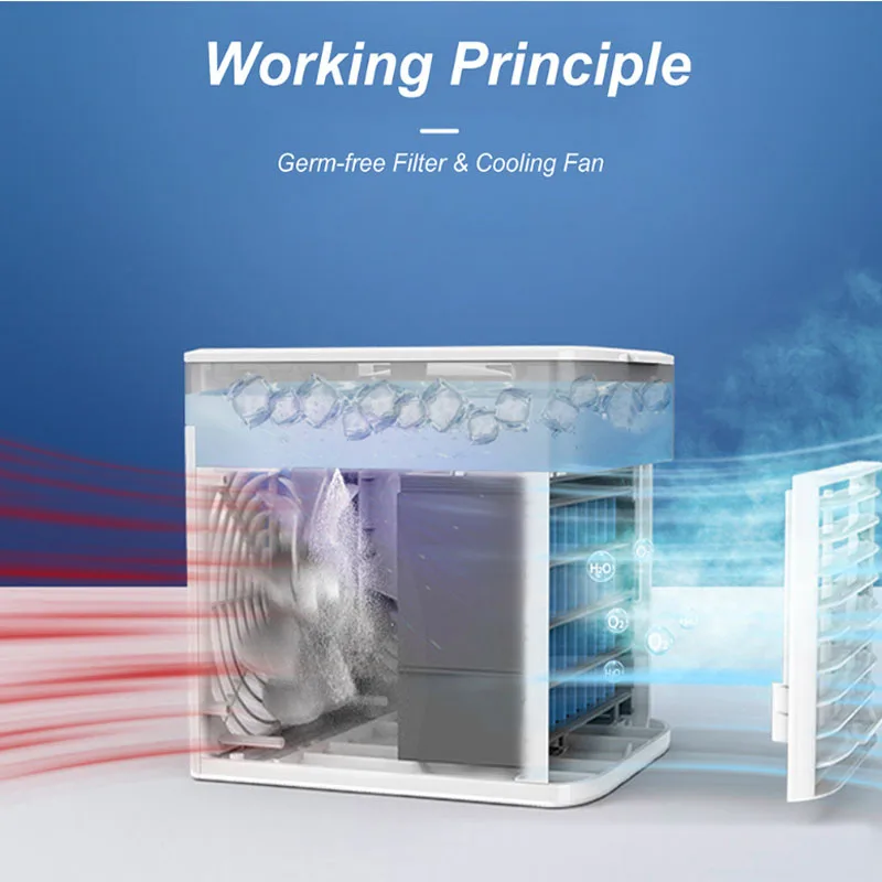 Cooling Fan Desktop Water Cold  Spray Household  Mini Air Conditioner Office Travel 500ML Tank