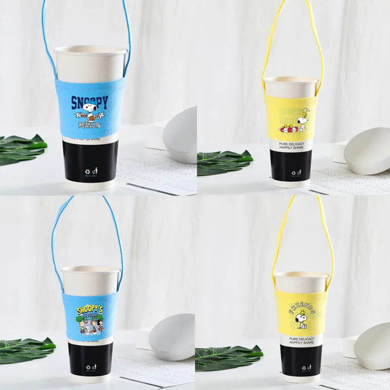 

Snoopy Coffee Handbag Work Portable Canvas Pattern Milk Tea Water Cup Storage Bag Kawaii Fashion Child Travel Birthday Gift