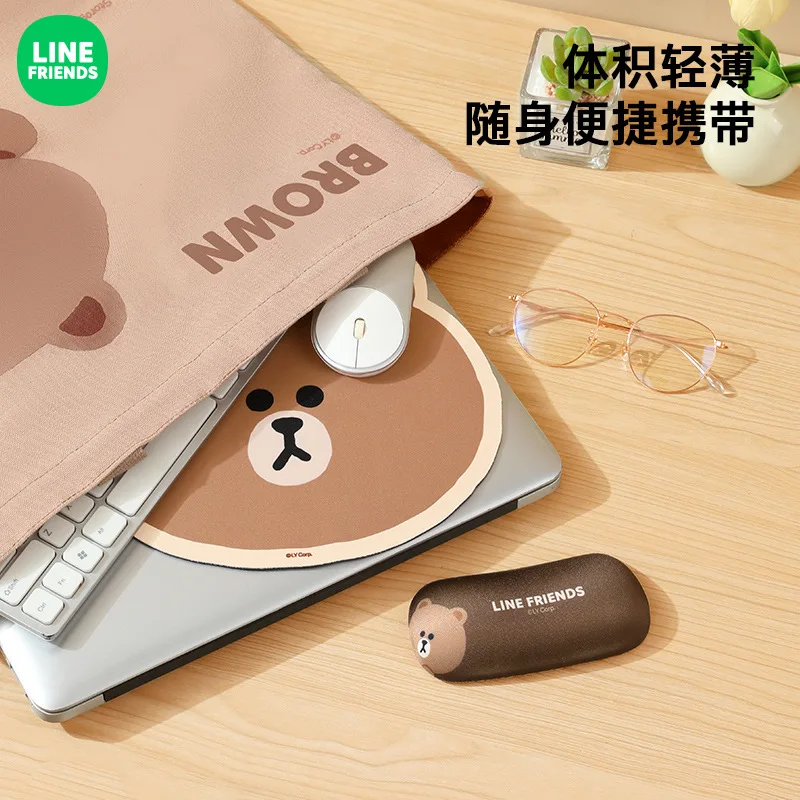Alfombrilla de ratón de dibujos animados Kawaii Line Friends, oso marrón, oficina, antideslizante, resistente al desgaste, Anime, espesar, muñeca, regalo
