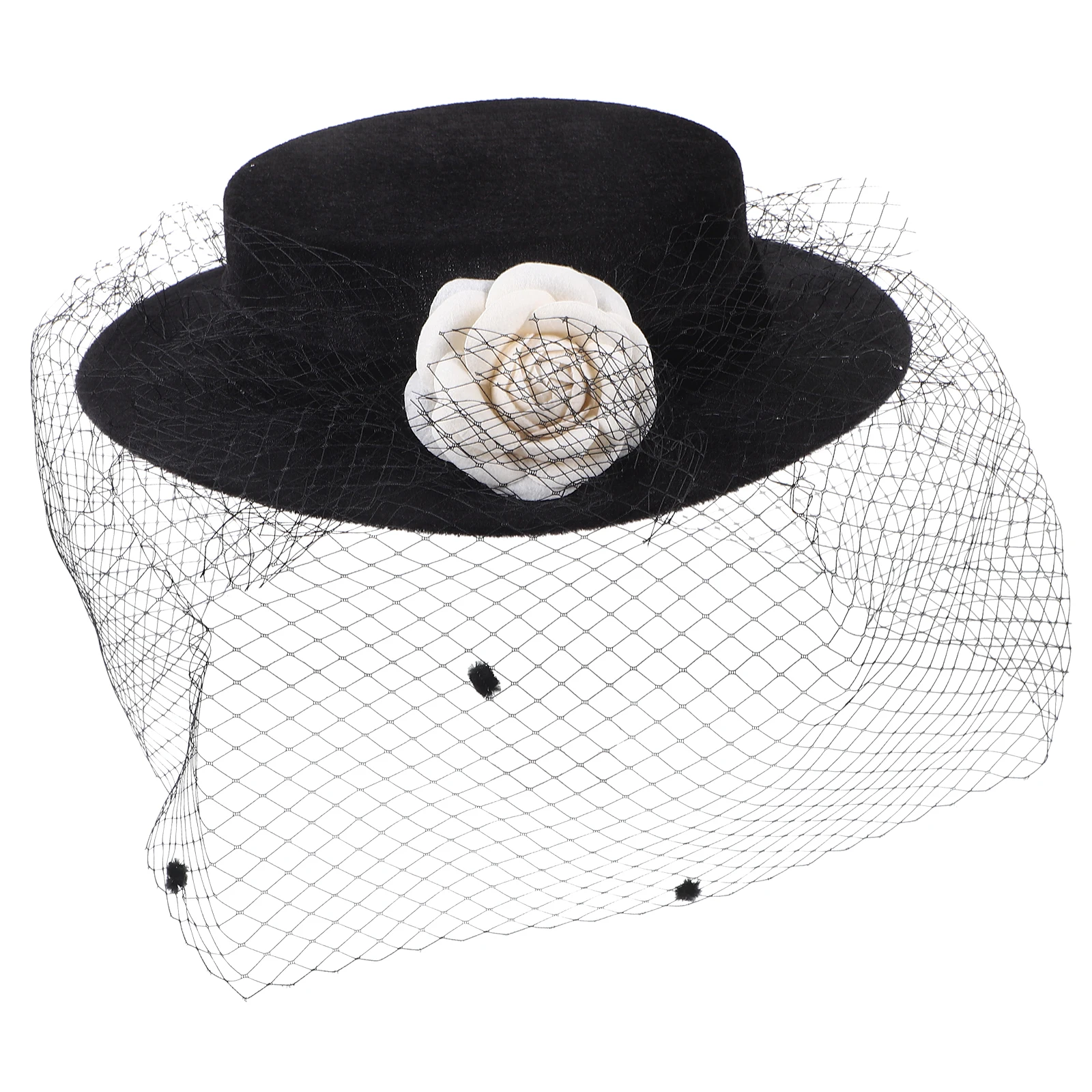 

1pcs Hat Women Fashionable Black Veil Wedding Gauze Brim Fascinator Performance Photo Props Sun Protection