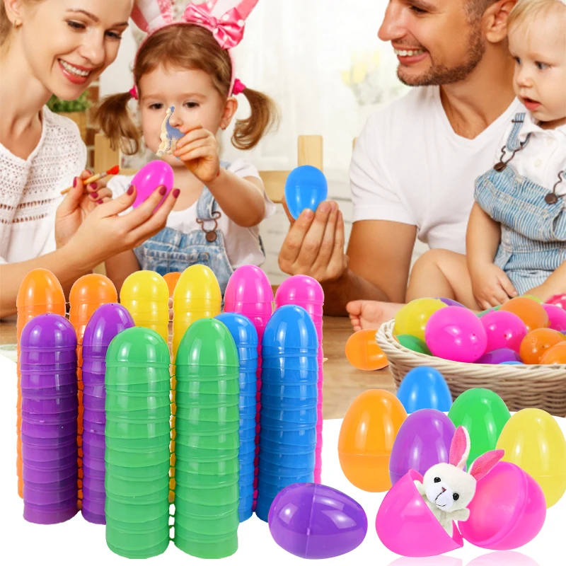 

36Pcs Colorful Plastic Easter Eggs Fillable Kids Toy Candy Gift Packaging Box 2023 Easter Home Decoration Birthday Party Supply