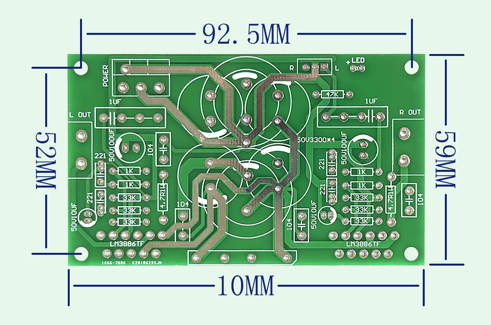 Carte amplificateur stéréo double canal LM3886TF haute fidélité avec rectification et filtrage