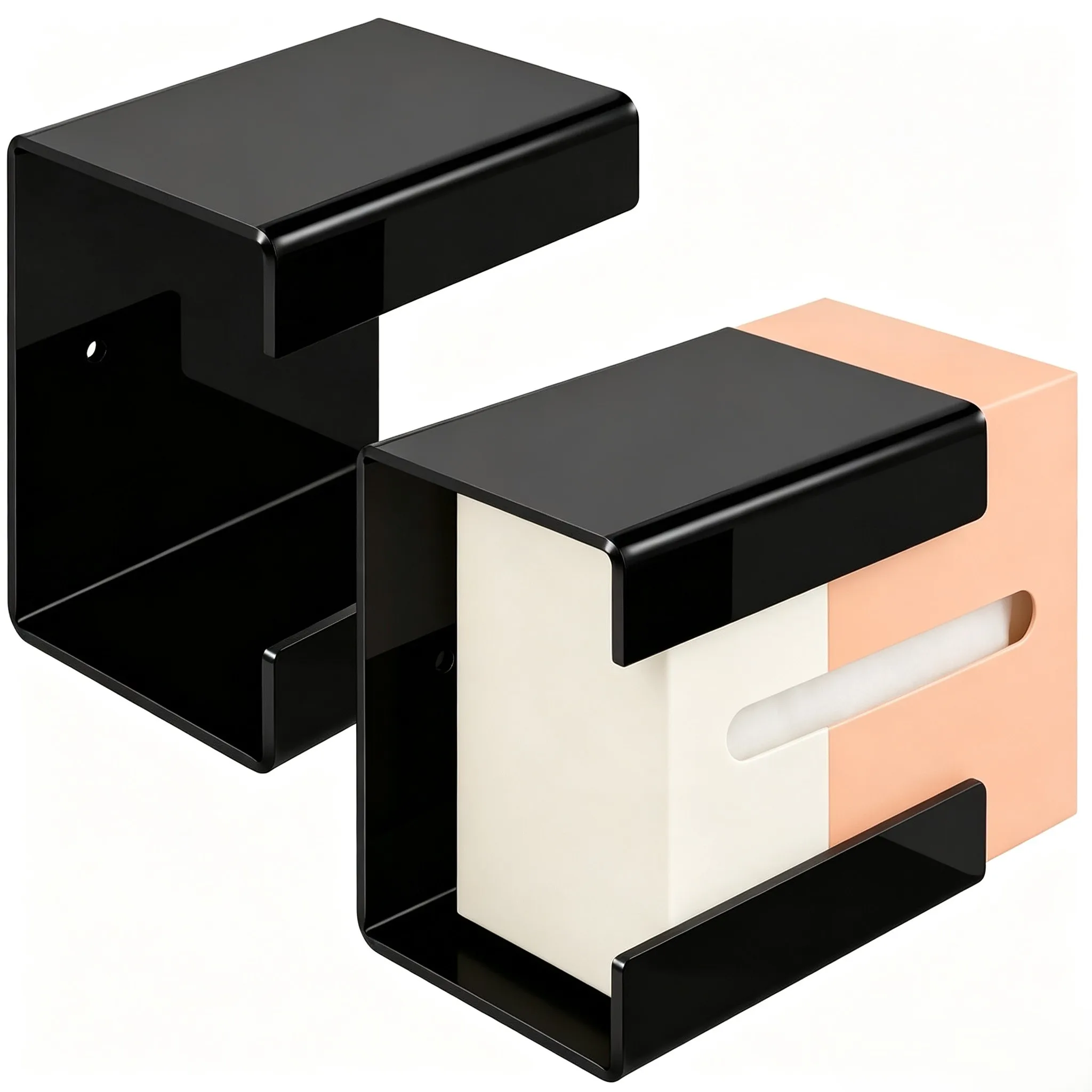 Clear Wall Mount Wipe Dispenser 2 Pack for Wet Wipes Gloves Facial Paper Boxes Designed for Smooth or Rough Wall Surfaces