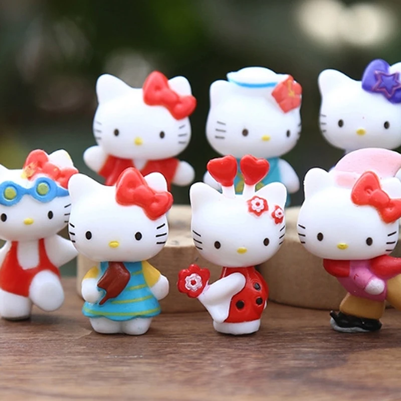 8Pcs/set Sanrio Figuren Doll Mini Sports Hello Kitty Series Action Figure Cake Decoration Model Desktop Toy Children's Gifts