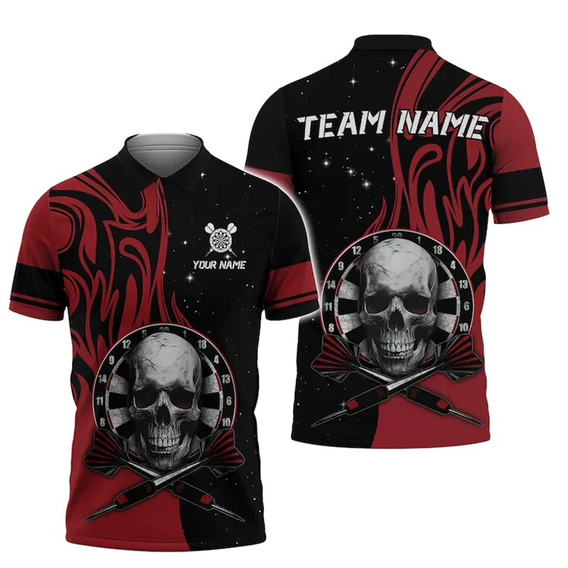 Darts Uniform Custom Name Polo Shirt Men Women DIY Personality Design Short Sleeve Golf Shirts Skull Print 2025 Novel Tee Shirt